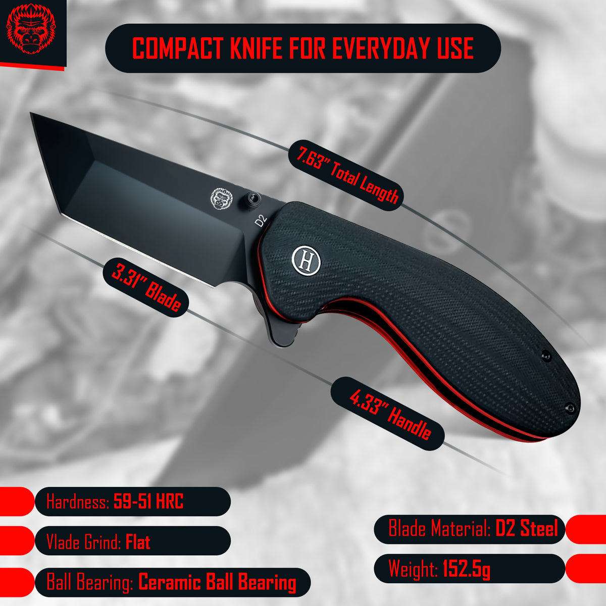 The Peasant Folding Pocket Knife Giftset for Men and Women (Red and Grey) main image 0