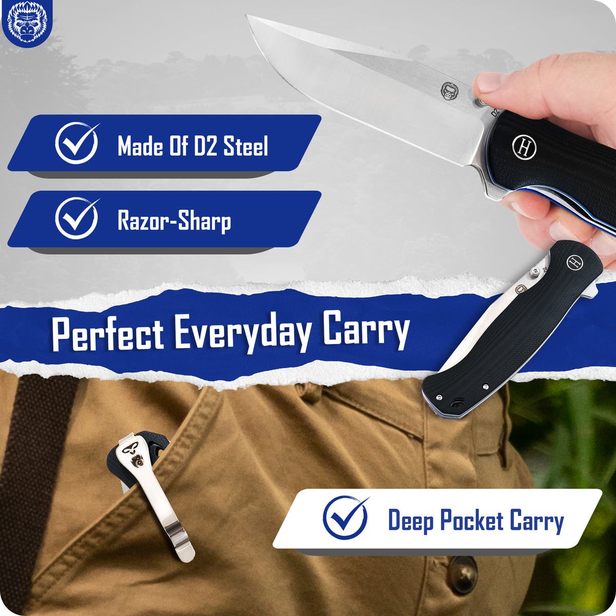 The Wrangler Folding Pocket Knife Giftset for Men and Women (Silver an