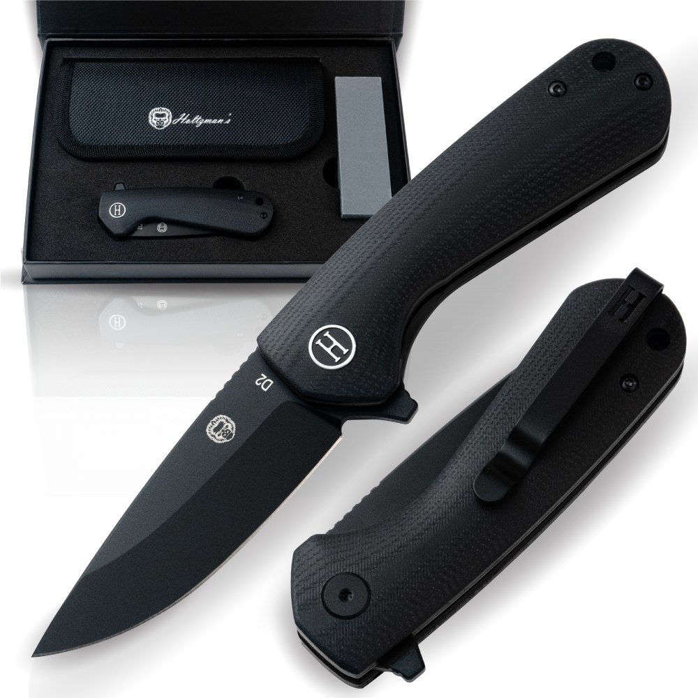 The Peasant Folding Pocket Knife Giftset for Men and Women (Black