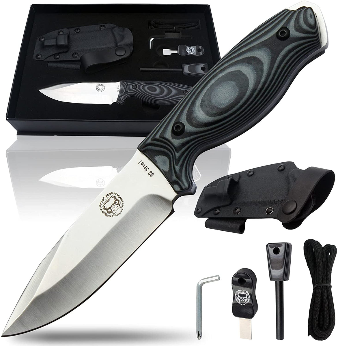 Holtzman's Gorilla Survival Mens Folding Pocket Knife Set D2 Steel Blade  G10 Handle Pocket Knife EDC Gift set for Men (Black + blue liner) - Yahoo  Shopping
