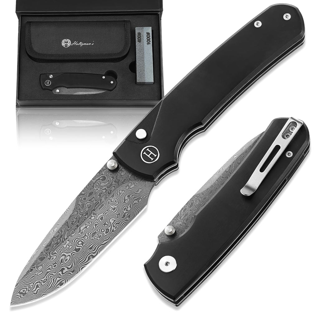 Loyalist Folding Pocket Knife with Sharpening Stone and Case