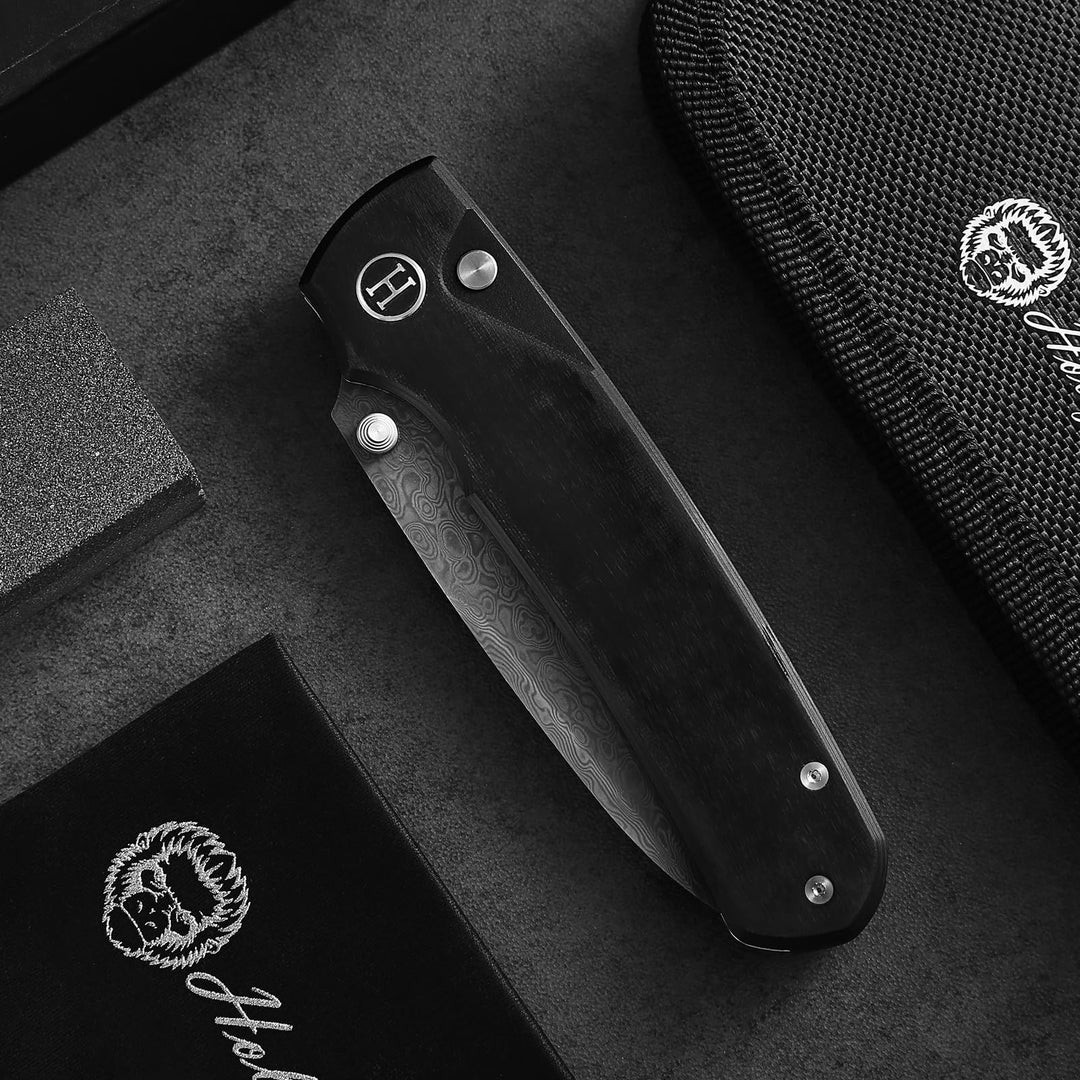 Loyalist Folding Pocket Knife with Sharpening Stone and Case