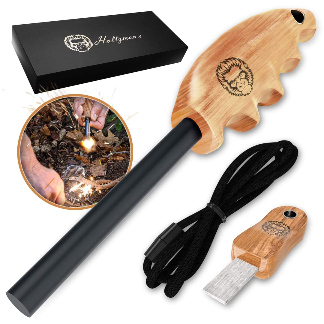 Wood Handle Ferro Rod Fire Starter | Free S & H for $150 Order