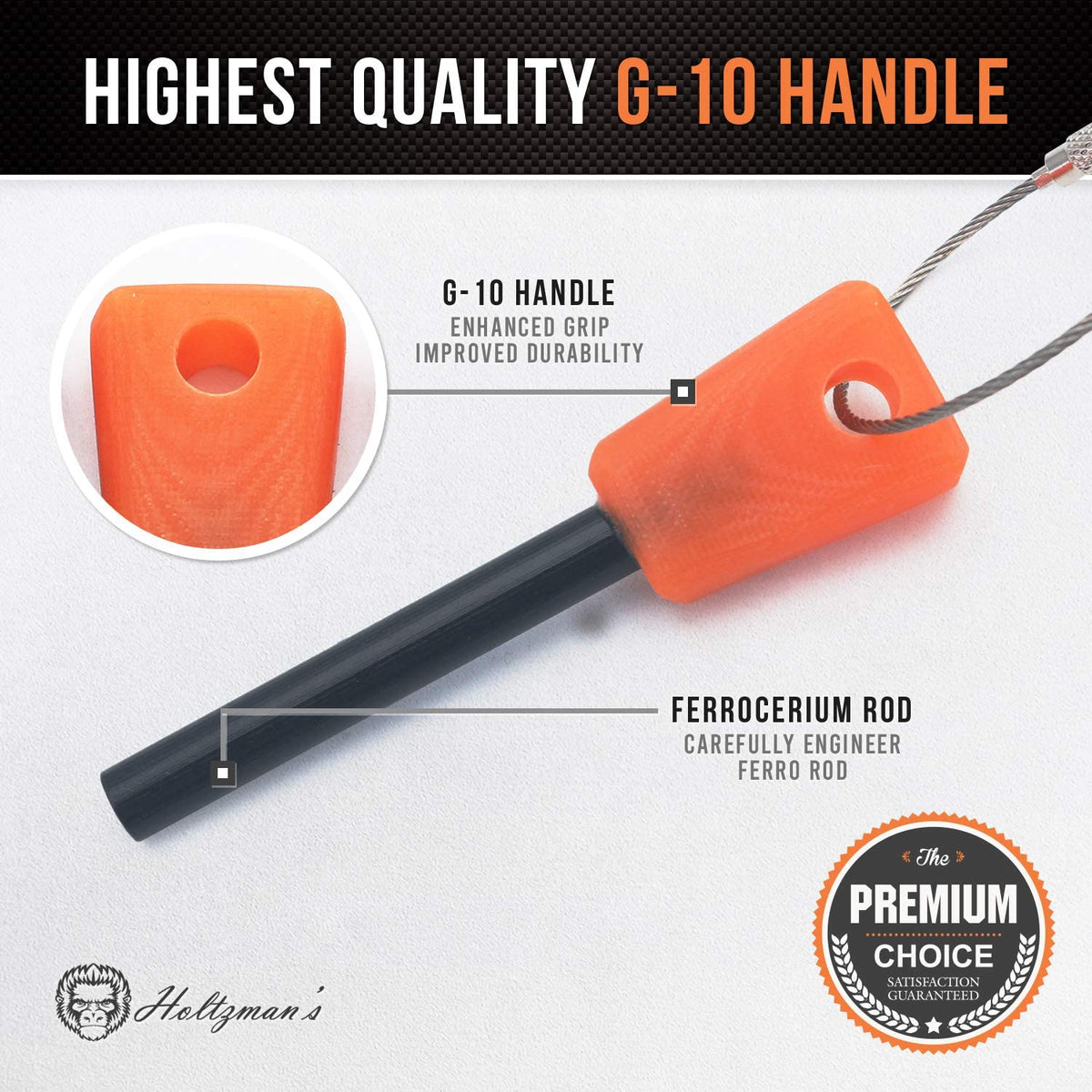 Ferro Rods Fire Starter Men’s Gift W/ G10 Handle - 3 X 3.6 Ferro Rod P ...
