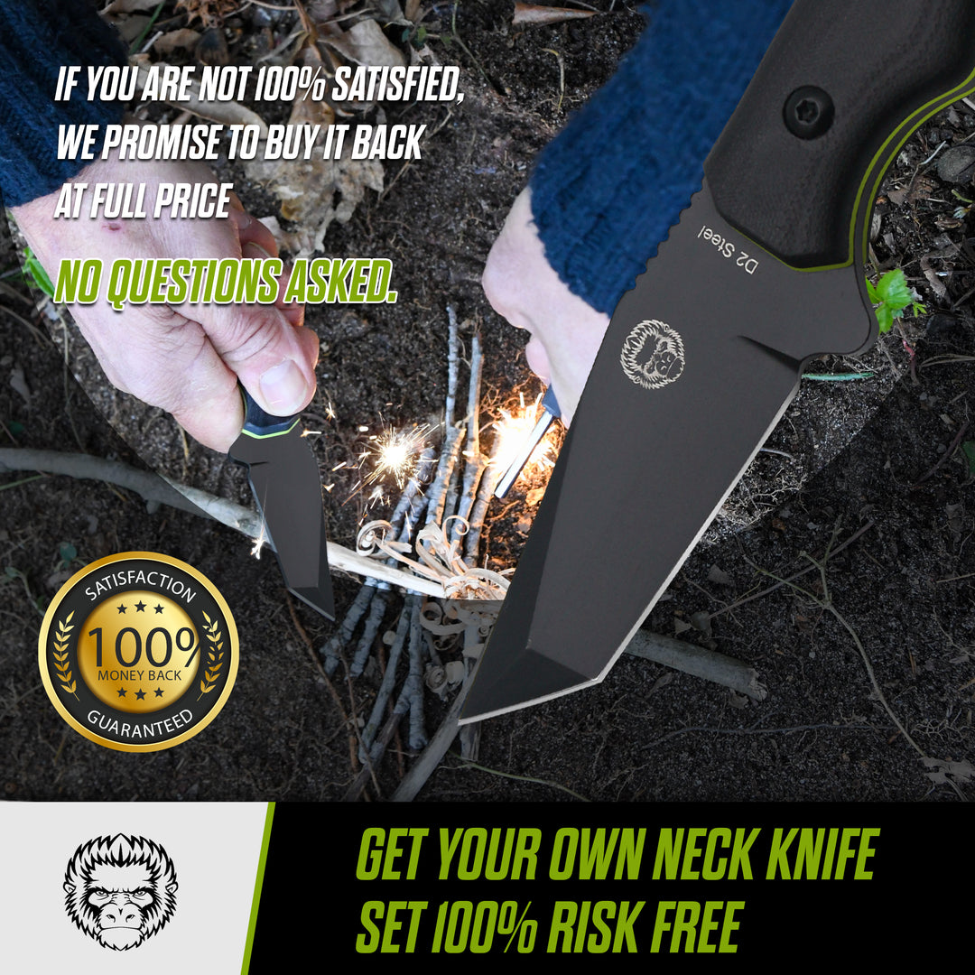 The Wakizashi Survival Neck Knife Giftset for Outdoors (Black